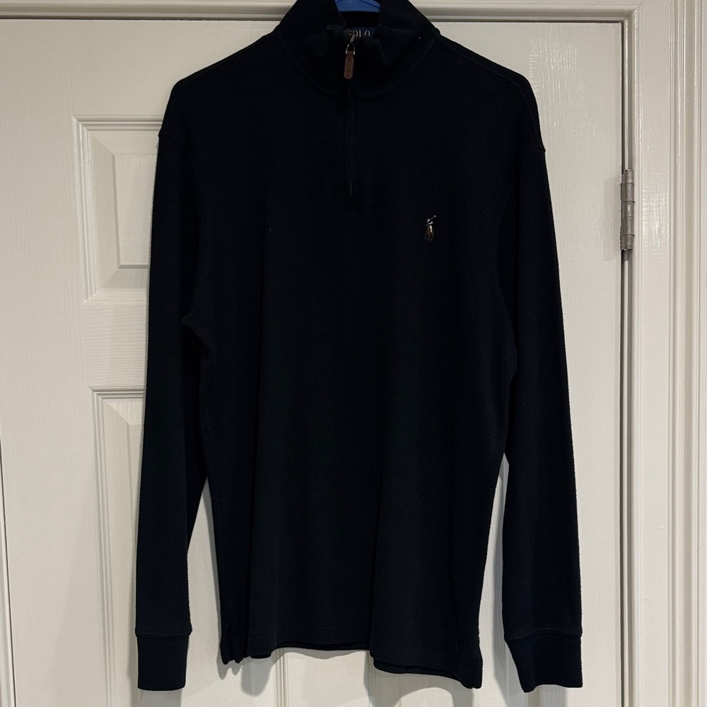 Polo by Ralph Lauren Black Estate Rib Quarter Zip